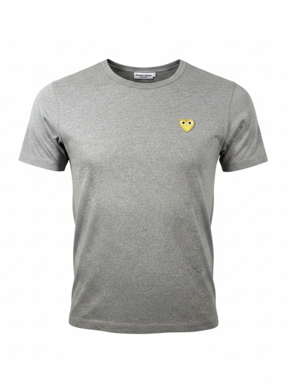 Comme des Garçons Play Grey Gold Heart Logo T-Shirt Men’s Large CDG Minimal Tee